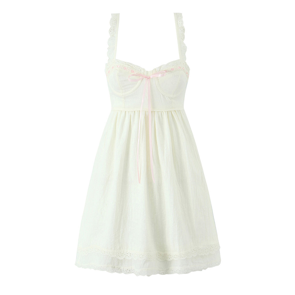 Women's V Neck Lace Up A Line Dress