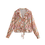 Bow Tie Printed Shirt Printed Shorts Sets
