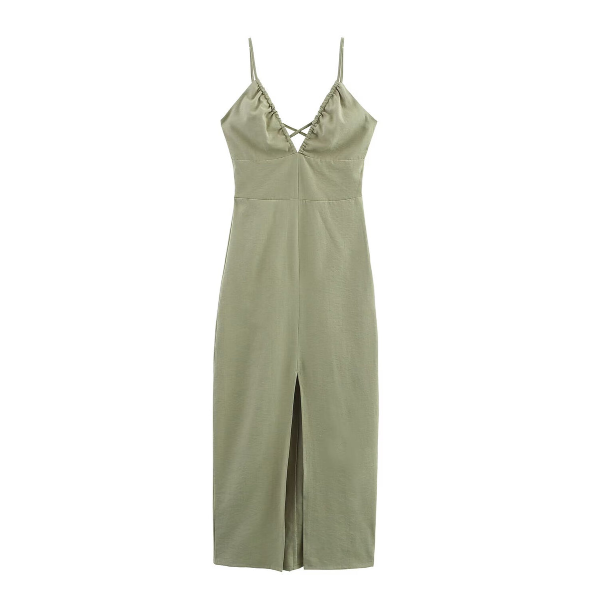 Women's Lace-Trim V-Neck Midi Dress