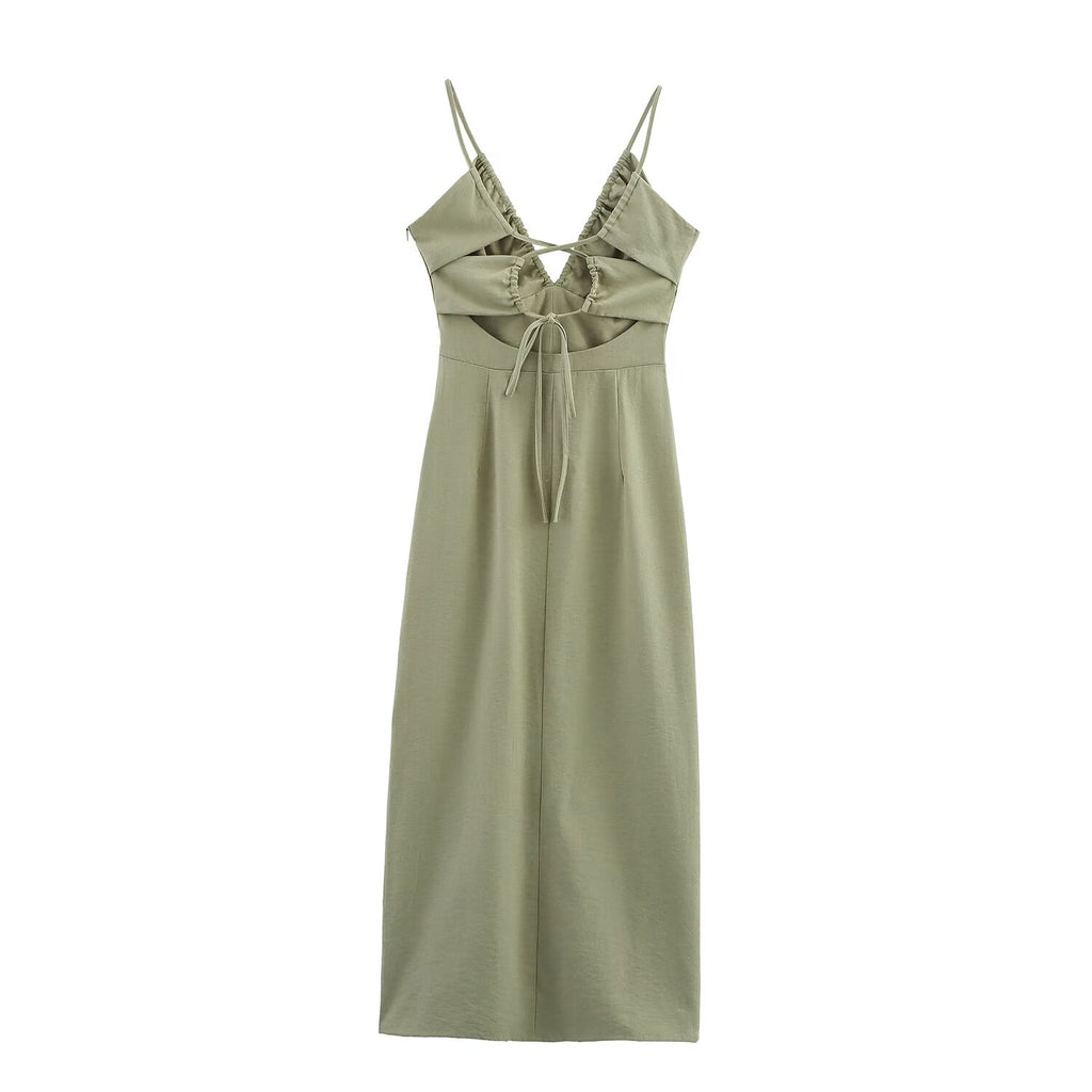 Women's Lace-Trim V-Neck Midi Dress