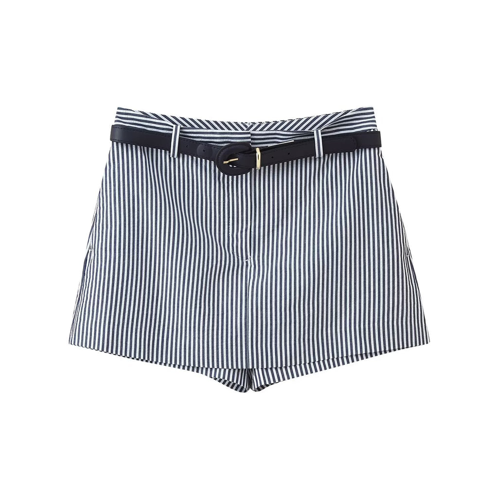 Women's Waistband Striped Short Culottes
