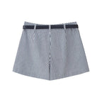 Women's Waistband Striped Short Culottes