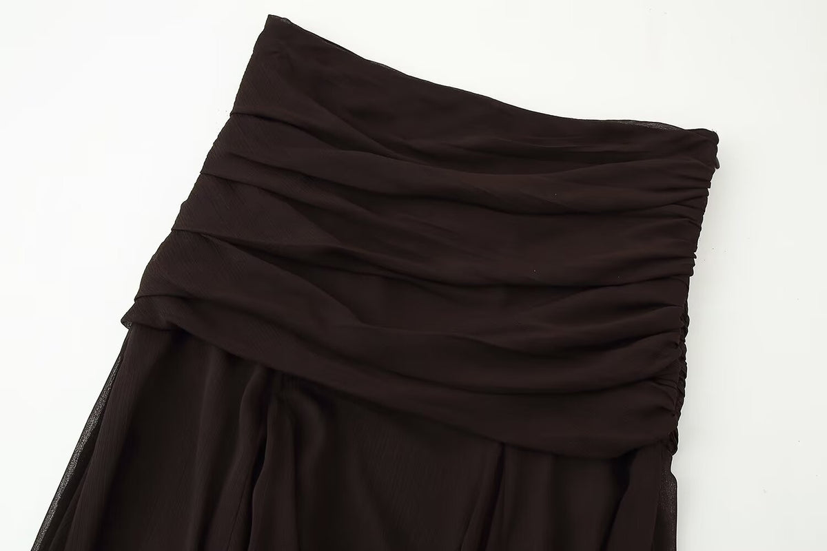 Women's Translucent Pleated Design Skirt