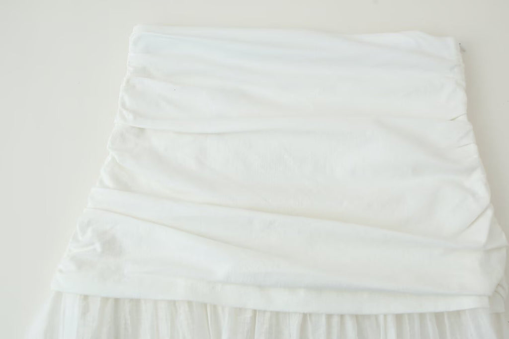 Women's Pleated Decorative Stitching Mid Waist Midi Skirt
