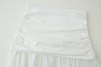 Women's Pleated Decorative Stitching Mid Waist Midi Skirt