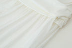 Women's Pleated Decorative Stitching Mid Waist Midi Skirt