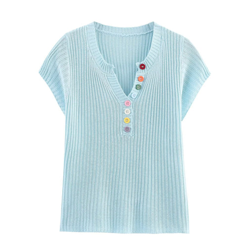 Women's Women Summer V Neck Short Sleeve All Matching Sweater Slim Fit Top