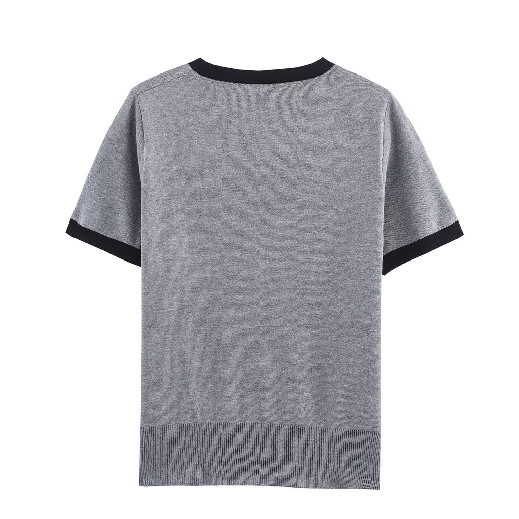 Women’s Contrast Color Striped Crew Neck Sweater