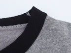 Women’s Contrast Color Striped Crew Neck Sweater