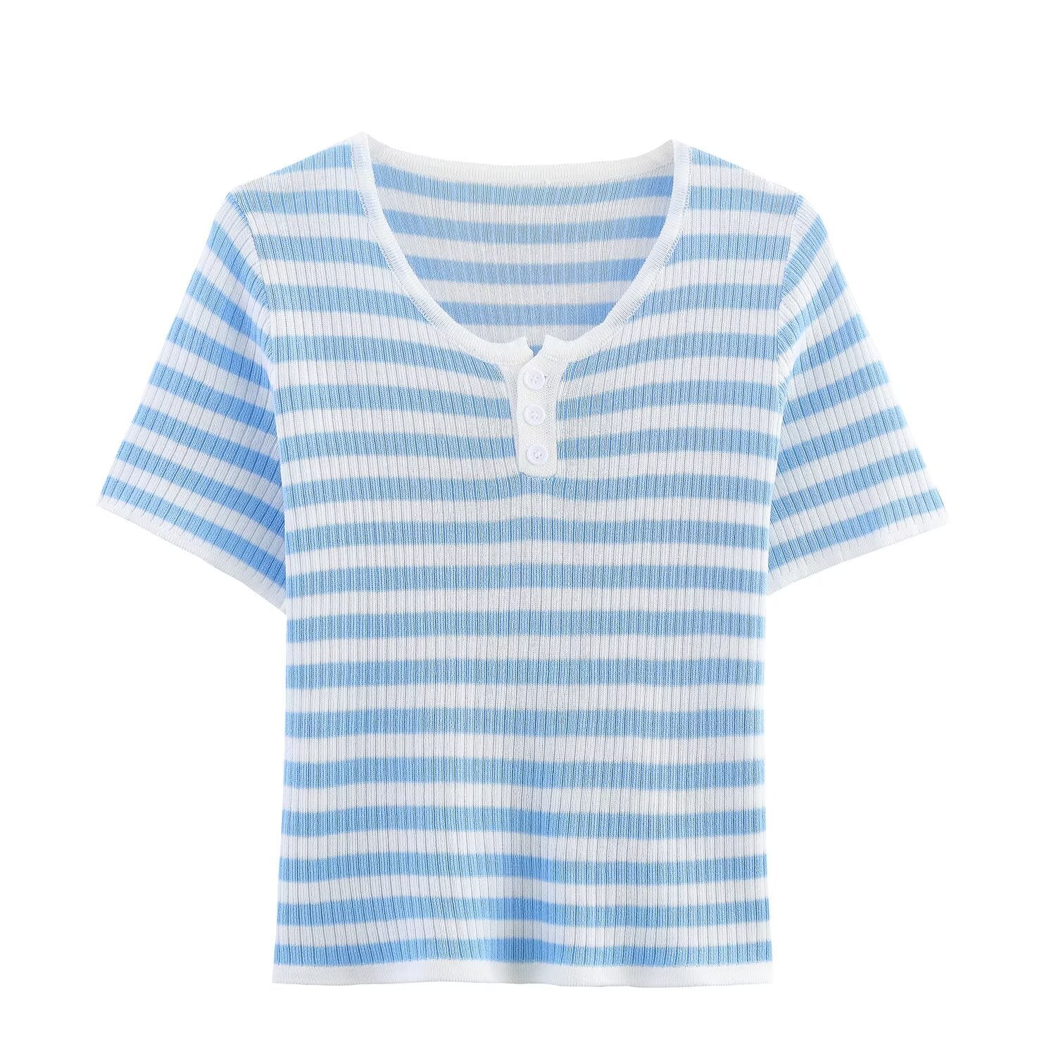 Women's Striped Short-Sleeve T-Shirt – Crew Neck