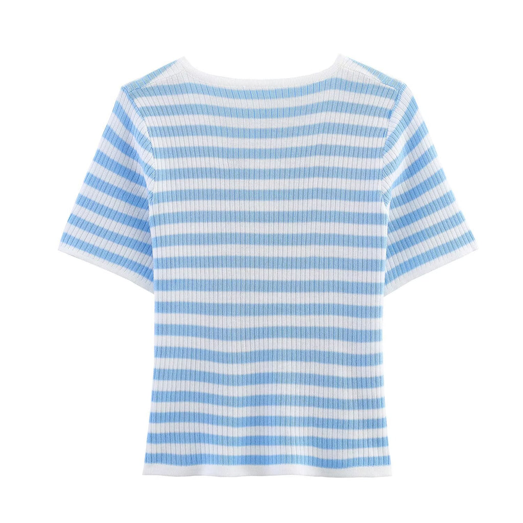 Women's Striped Short-Sleeve T-Shirt – Crew Neck