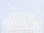 Simple Embroidery Short Pleated Hem Sling Top