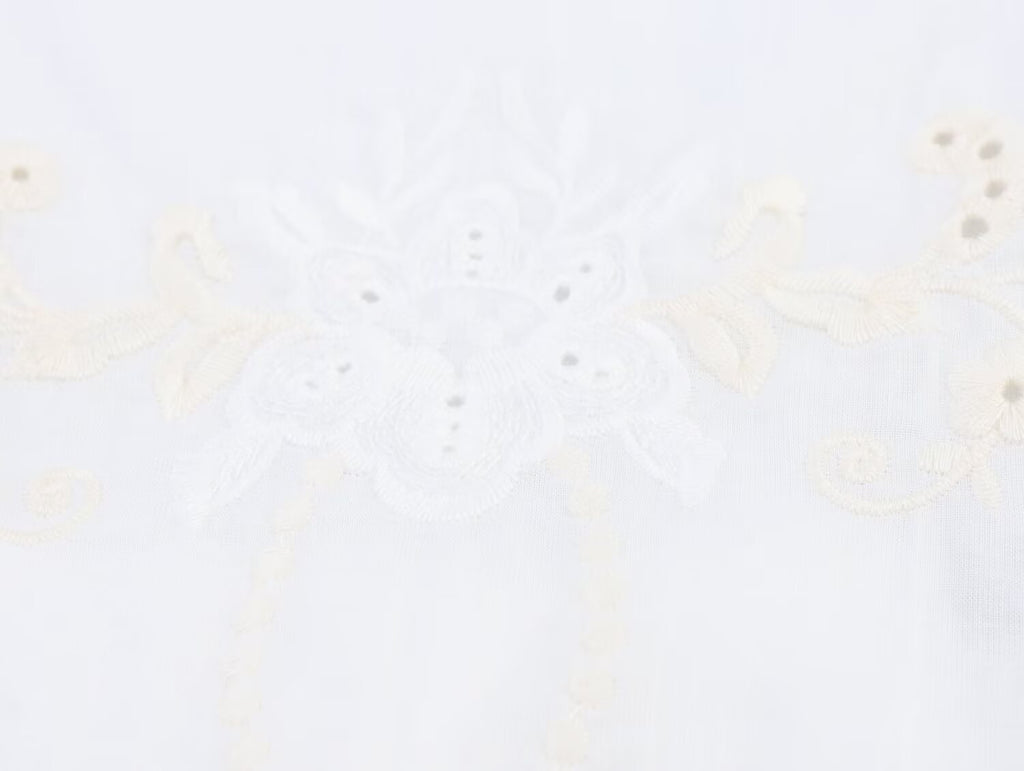 Simple Embroidery Short Pleated Hem Sling Top