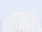 Simple Embroidery Short Pleated Hem Sling Top