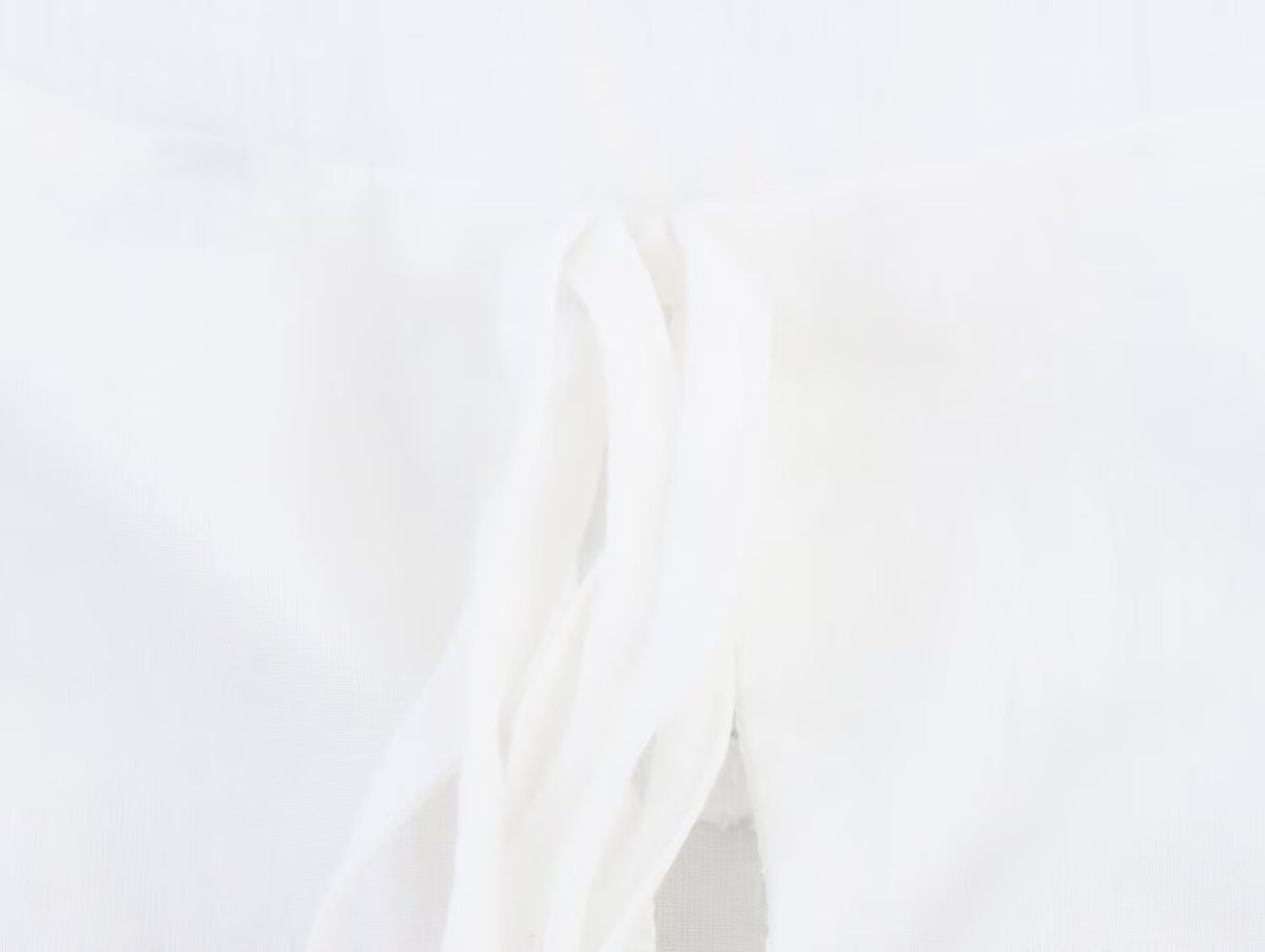 Simple Embroidery Short Pleated Hem Sling Top