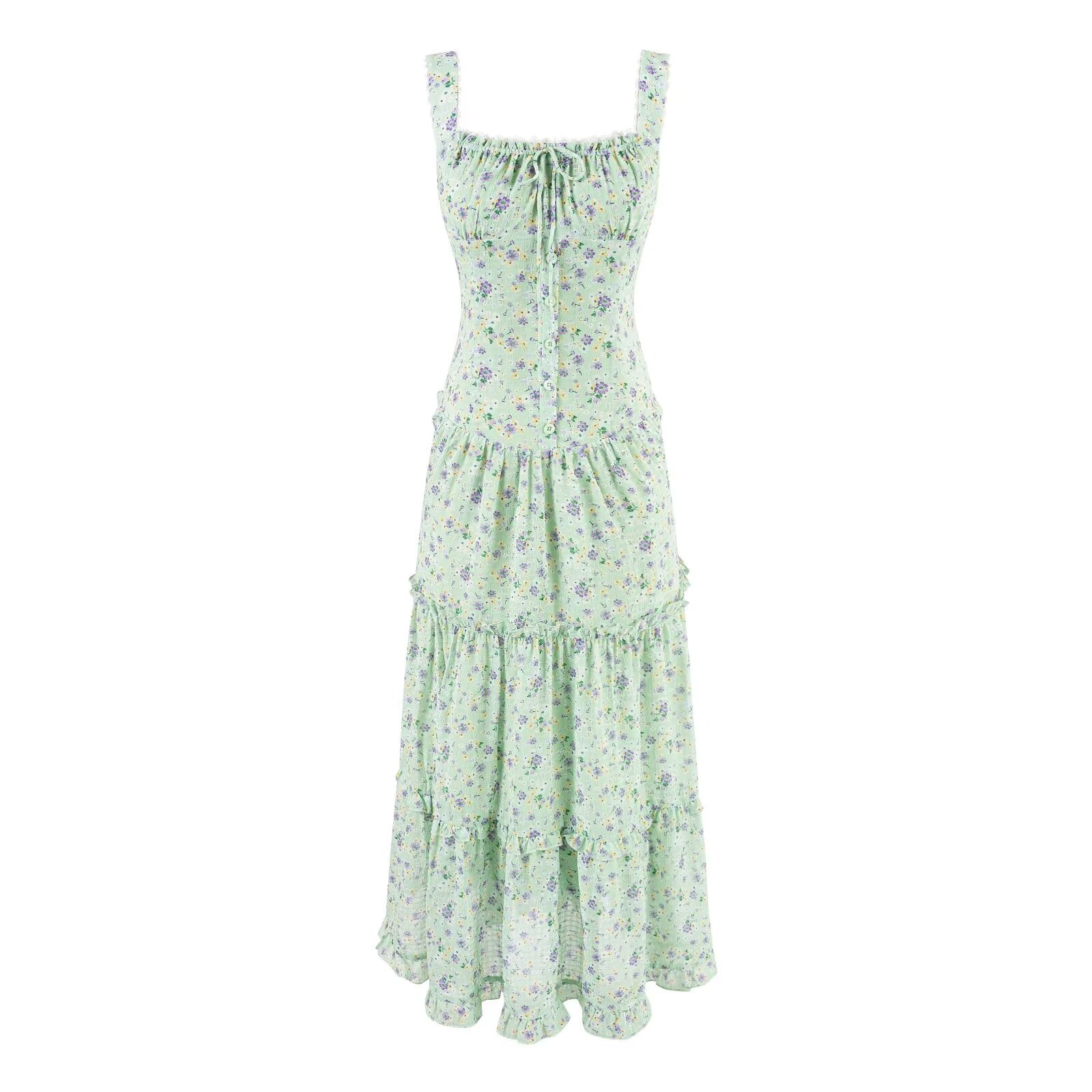 Women Clothing Summer Vacation Stitching Printing Slip Dress