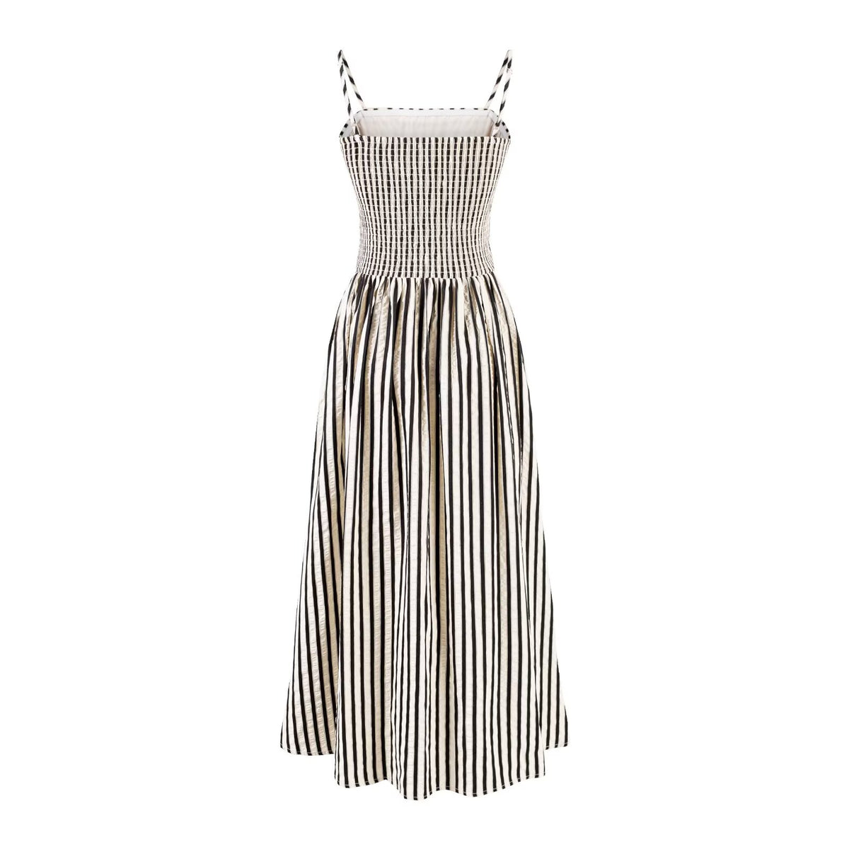 Women's's Striped Bandeau Sling Pleated Waist Tight A-Line Dress
