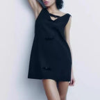 Women's Velvet Bow Mini Dress