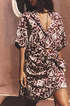 Women's Summer Polo Collar Printed Shirt and Skirt Two-Piece Set