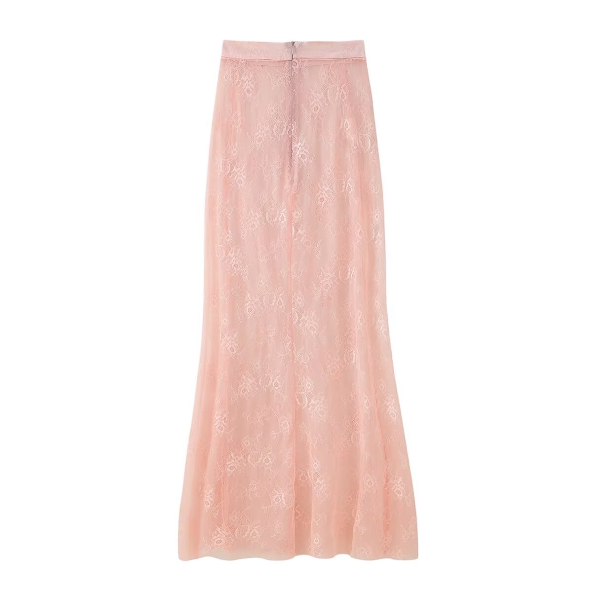 Women's Pink Lace Button-Front Skirt Suit Two-Piece Set