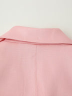 Women's Pink Lace Button-Front Skirt Suit Two-Piece Set
