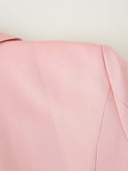 Women's Pink Lace Button-Front Skirt Suit Two-Piece Set