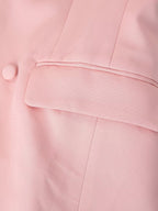 Women's Pink Lace Button-Front Skirt Suit Two-Piece Set