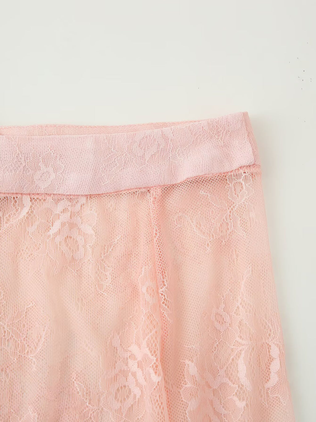 Women's Pink Lace Button-Front Skirt Suit Two-Piece Set
