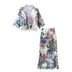 Women's Summer Casual Short Sleeve Top and Skirt Two-Piece Set