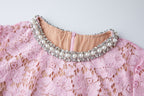 Embroidered Lace Short-Sleeve Midi Dress