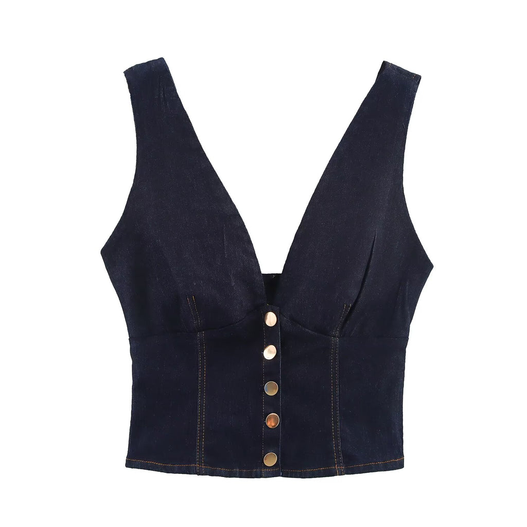 Slim Fit Denim Cropped Top