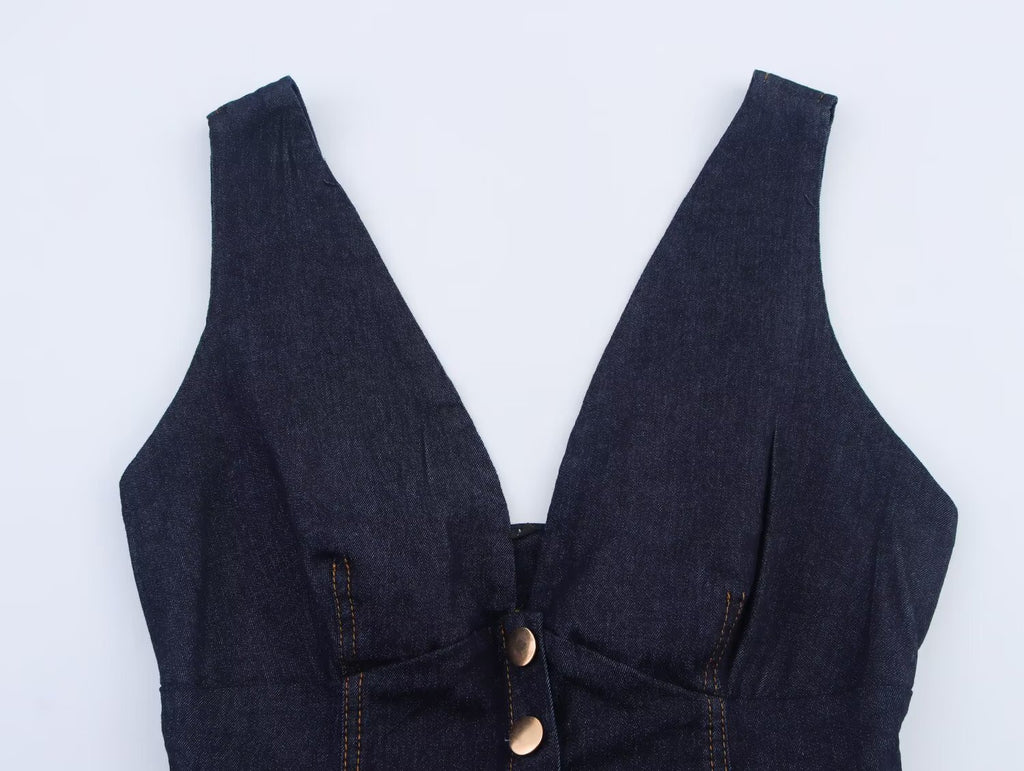 Slim Fit Denim Cropped Top