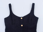 Women Clothing Denim Midi Length Sling Dress