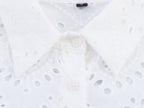Women's All Matching Collared Hollow Out Cutout Embroidered Shirt