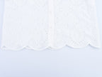 Women's All Matching Collared Hollow Out Cutout Embroidered Shirt