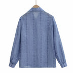 Women's Single Breasted Denim Composite Silk Long Sleeve Shirt