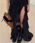 Women's Off-Shoulder Ruffle Backless High-Low Dress