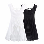 Women's Off-Shoulder Ruffle Backless High-Low Dress