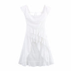 Women's Off-Shoulder Ruffle Backless High-Low Dress