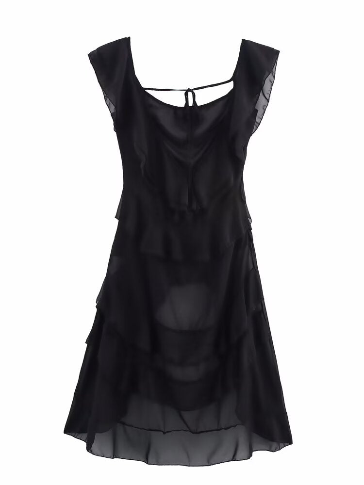 Women's Off-Shoulder Ruffle Backless High-Low Dress
