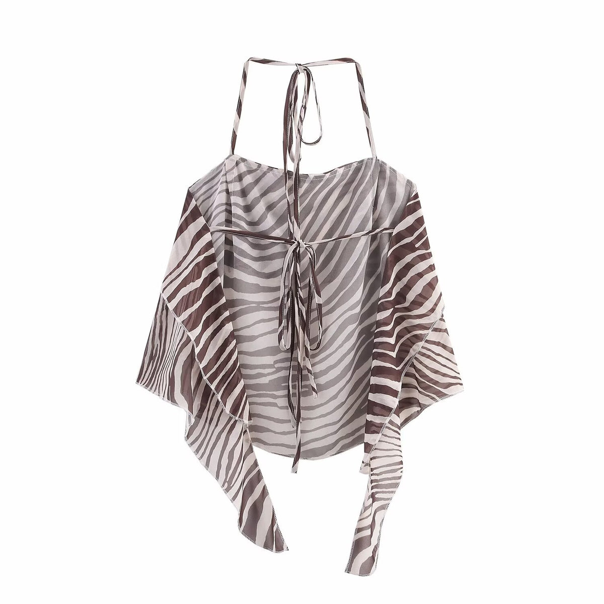Women's Sleeveless Animal Lace Up Vest and Skirt Two-Piece Set