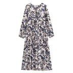 Women's Rayon Printed Casual Bohemian Long Sleeve Summer Dress
