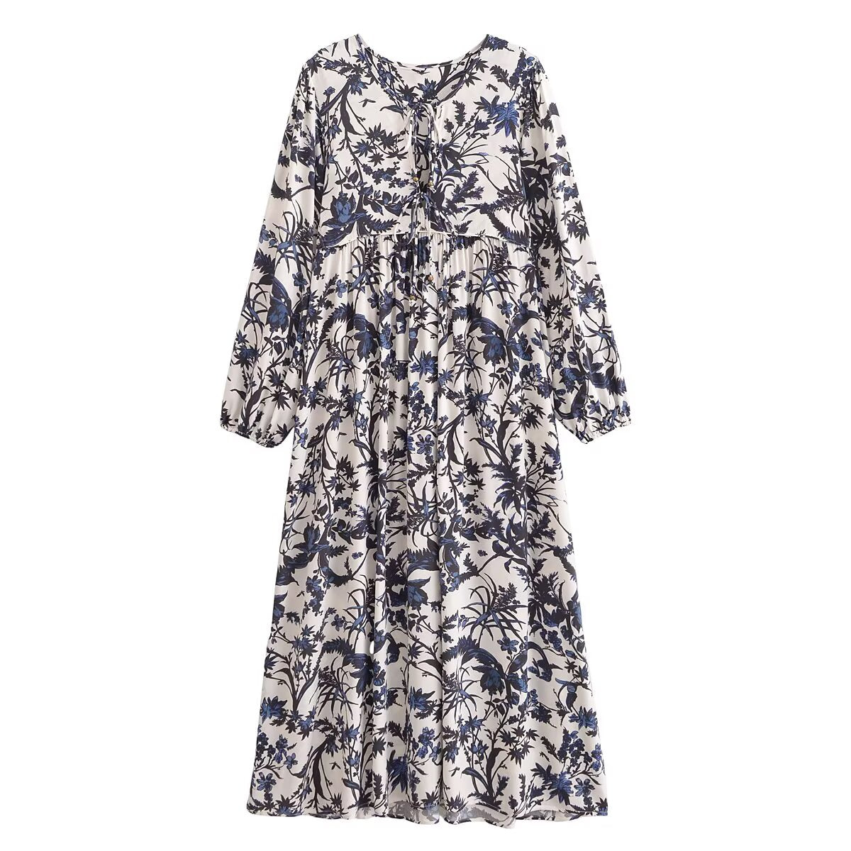 Women's Rayon Printed Casual Bohemian Long Sleeve Summer Dress