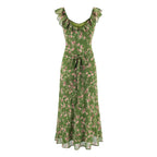 Women's Tea Break Green Shivering Dress Women Summer Vacation V Neck Sexy Cinched Slimming Maxi Dress