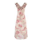 Women's Summer Ruffled Lace Up Sexy Casual Printing Maxi Dress