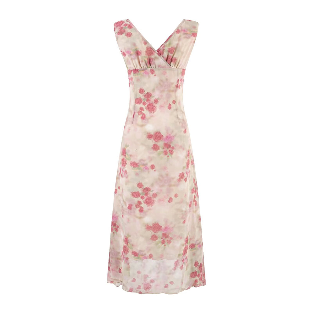 Women's Summer Ruffled Lace Up Sexy Casual Printing Maxi Dress