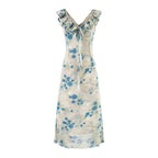 Women's Summer Ruffled Lace Up Sexy Casual Printing Maxi Dress