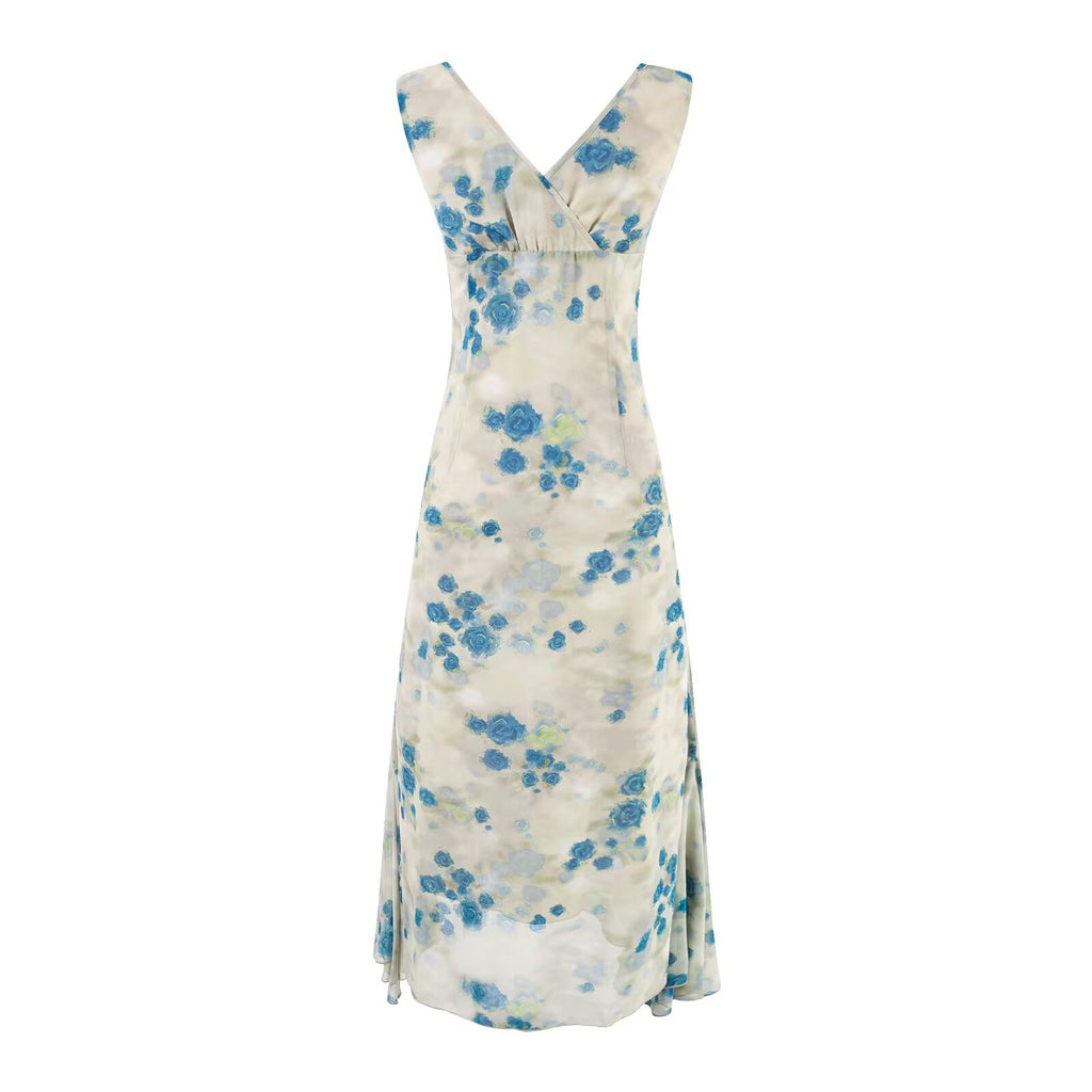 Women's Summer Ruffled Lace Up Sexy Casual Printing Maxi Dress