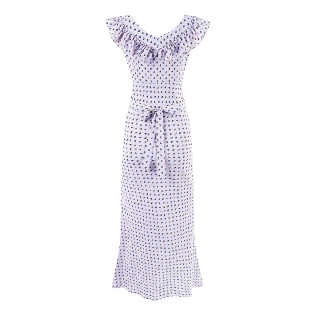 Women's Summer Sexy Square Neck Ruffled Waist Trimming Printing Sheath Dress