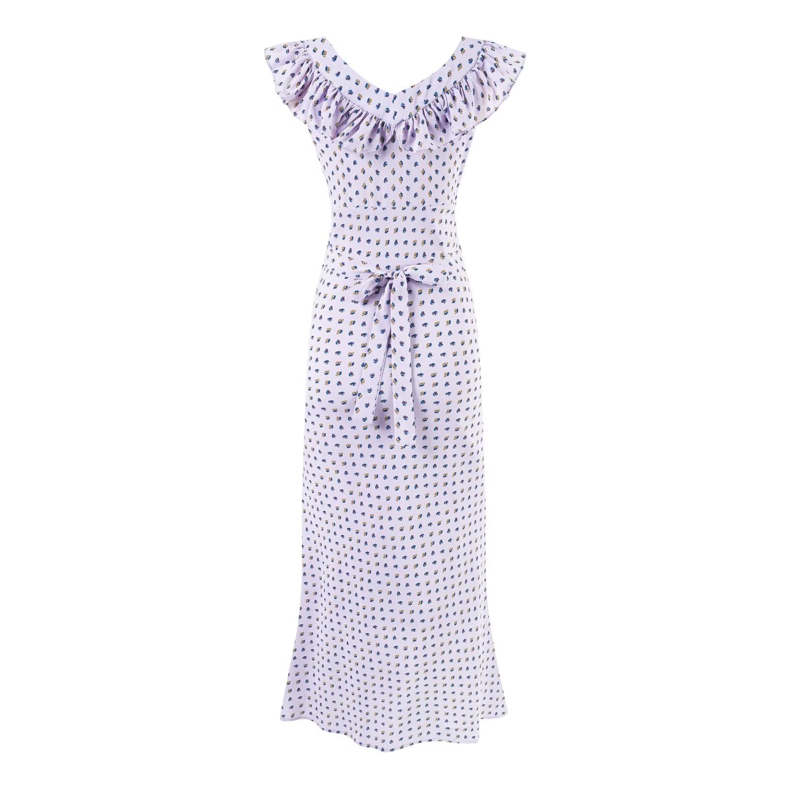 Women's Summer Sexy Square Neck Ruffled Waist Trimming Printing Sheath Dress